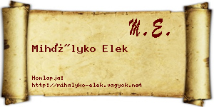 Mihályko Elek névjegykártya